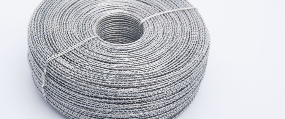 Rolls of galvanised twisted wire.