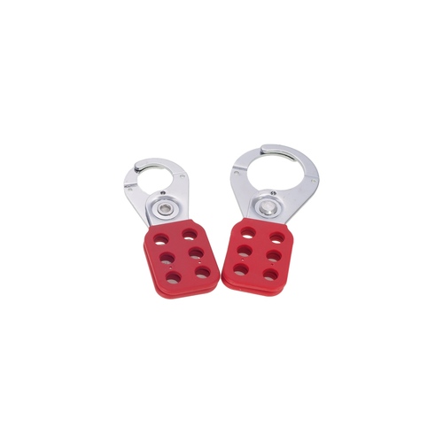 Hasp lockout with steel shackle